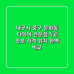 대구시 중구 문화동 타이어 전문점 5곳 정보 - 가격, 위치 완벽 비교