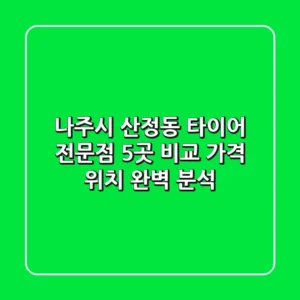나주시 산정동 타이어 전문점 5곳 비교 - 가격, 위치 완벽 분석