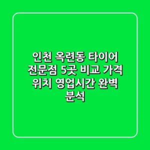 인천 옥련동 타이어 전문점 5곳 비교 - 가격, 위치, 영업시간 완벽 분석