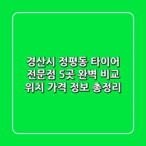 경산시 정평동 타이어 전문점 5곳 완벽 비교 - 위치, 가격, 정보 총정리