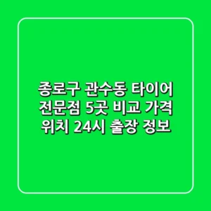 종로구 관수동 타이어 전문점 5곳 비교 - 가격, 위치, 24시 출장 정보