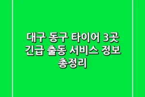 대구 동구 타이어 3곳 긴급 출동 서비스 정보 총정리