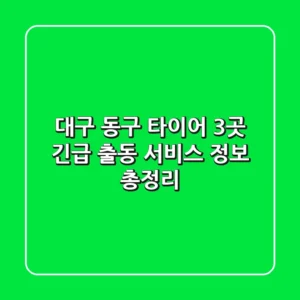 대구 동구 타이어 3곳 긴급 출동 서비스 정보 총정리