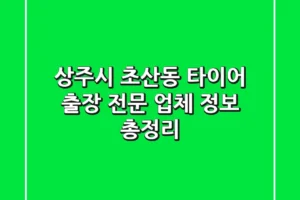 상주시 초산동 타이어 출장 전문 업체 정보 총정리