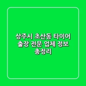 상주시 초산동 타이어 출장 전문 업체 정보 총정리
