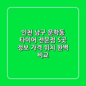 인천 남구 문학동 타이어 전문점 5곳 정보 - 가격, 위치 완벽 비교