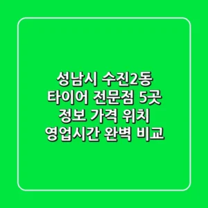 성남시 수진2동 타이어 전문점 5곳 정보 - 가격, 위치, 영업시간 완벽 비교