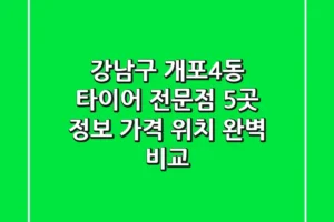 강남구 개포4동 타이어 전문점 5곳 정보 – 가격, 위치 완벽 비교