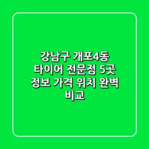 강남구 개포4동 타이어 전문점 5곳 정보 - 가격, 위치 완벽 비교