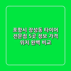 포항시 장성동 타이어 전문점 5곳 정보 - 가격, 위치 완벽 비교
