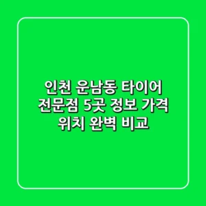 인천 운남동 타이어 전문점 5곳 정보 - 가격, 위치 완벽 비교