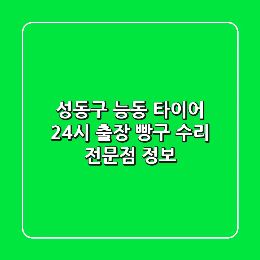 성동구 능동 타이어 24시 출장 빵구 수리 전문점 정보