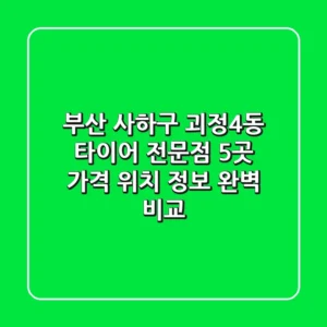 부산 사하구 괴정4동 타이어 전문점 5곳 - 가격, 위치, 정보 완벽 비교
