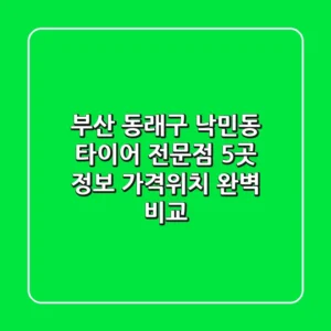 부산 동래구 낙민동 타이어 전문점 5곳 정보 - 가격/위치 완벽 비교