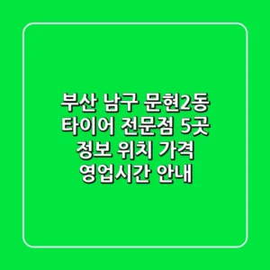 부산 남구 문현2동 타이어 전문점 5곳 정보 - 위치, 가격, 영업시간 안내