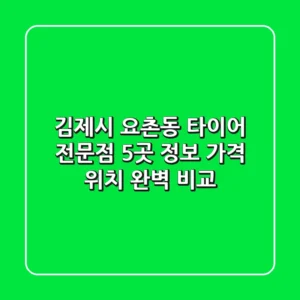 김제시 요촌동 타이어 전문점 5곳 정보 - 가격, 위치 완벽 비교