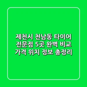 제천시 천남동 타이어 전문점 5곳 완벽 비교 - 가격, 위치, 정보 총정리