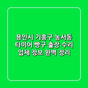 용인시 기흥구 농서동 타이어 빵구 출장 수리 업체 정보 완벽 정리
