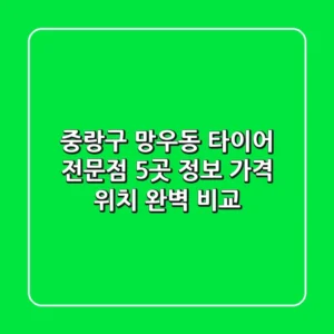 중랑구 망우동 타이어 전문점 5곳 정보 - 가격, 위치 완벽 비교