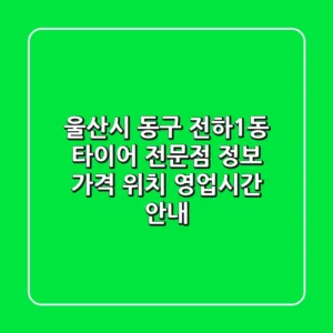울산시 동구 전하1동 타이어 전문점 정보 - 가격, 위치, 영업시간 안내