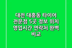 대전 대흥동 타이어 전문점 5곳 정보 – 위치, 영업시간, 연락처 완벽 비교