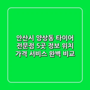 안산시 양상동 타이어 전문점 5곳 정보 - 위치, 가격, 서비스 완벽 비교