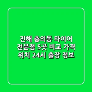 진해 충의동 타이어 전문점 5곳 비교 - 가격, 위치, 24시 출장 정보