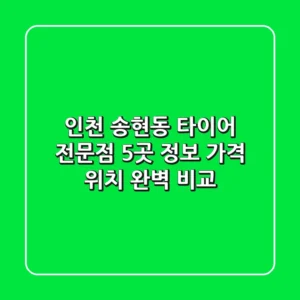 인천 송현동 타이어 전문점 5곳 정보 - 가격, 위치 완벽 비교
