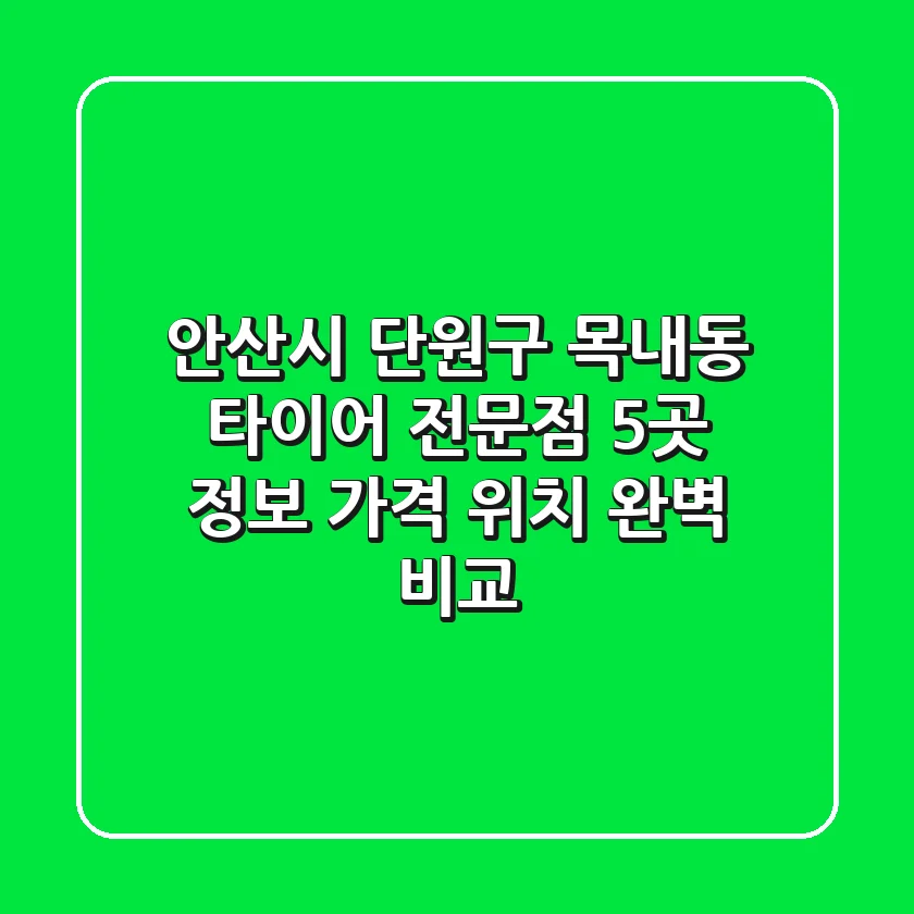 안산시 단원구 목내동 타이어 전문점 5곳 정보 - 가격, 위치 완벽 비교