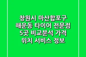 창원시 마산합포구 해운동 타이어 전문점 5곳 비교분석 – 가격, 위치, 서비스 정보