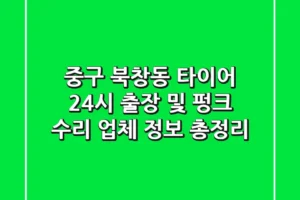 중구 북창동 타이어, 24시 출장 및 펑크 수리 업체 정보 총정리