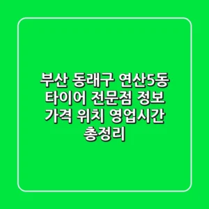 부산 동래구 연산5동 타이어 전문점 정보 - 가격, 위치, 영업시간 총정리