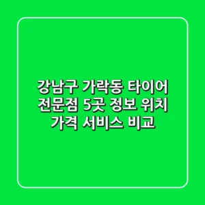 강남구 가락동 타이어 전문점 5곳 정보 - 위치, 가격, 서비스 비교