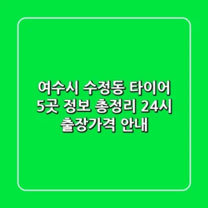 여수시 수정동 타이어 5곳 정보 총정리 - 24시 출장/가격 안내