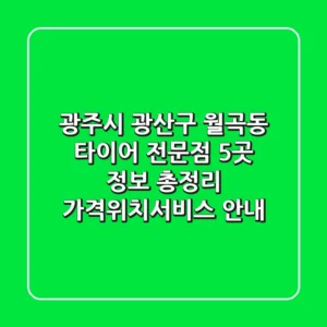 광주시 광산구 월곡동 타이어 전문점 5곳 정보 총정리 - 가격/위치/서비스 안내