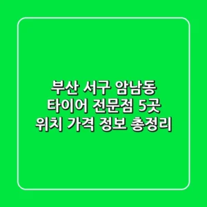 부산 서구 암남동 타이어 전문점 5곳 - 위치, 가격 정보 총정리