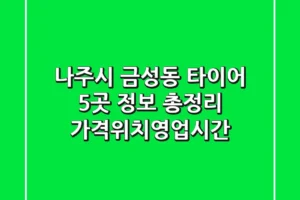 나주시 금성동 타이어 5곳 정보 총정리 – 가격/위치/영업시간