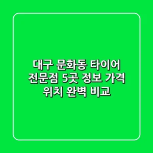 대구 문화동 타이어 전문점 5곳 정보 - 가격, 위치 완벽 비교