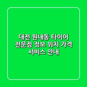 대전 원내동 타이어 전문점 정보 - 위치, 가격, 서비스 안내