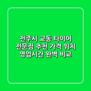 전주시 교동 타이어 전문점 추천 - 가격, 위치, 영업시간 완벽 비교