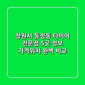 창원시 동정동 타이어 전문점 5곳 정보 - 가격/위치 완벽 비교