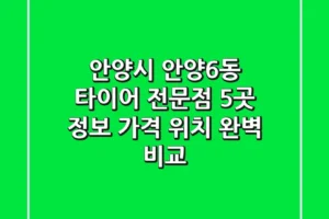 안양시 안양6동 타이어 전문점 5곳 정보 – 가격, 위치 완벽 비교