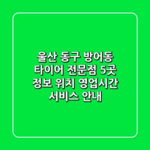 울산 동구 방어동 타이어 전문점 5곳 정보 - 위치, 영업시간, 서비스 안내