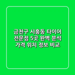 금천구 시흥동 타이어 전문점 5곳 완벽 분석 - 가격, 위치, 정보 비교