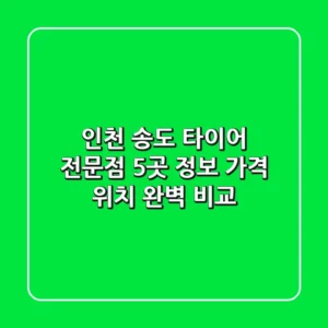 인천 송도 타이어 전문점 5곳 정보 - 가격, 위치 완벽 비교