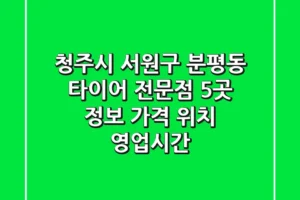 청주시 서원구 분평동 타이어 전문점 5곳 정보 – 가격, 위치, 영업시간