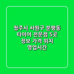 청주시 서원구 분평동 타이어 전문점 5곳 정보 - 가격, 위치, 영업시간