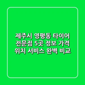 제주시 영평동 타이어 전문점 5곳 정보 - 가격, 위치, 서비스 완벽 비교