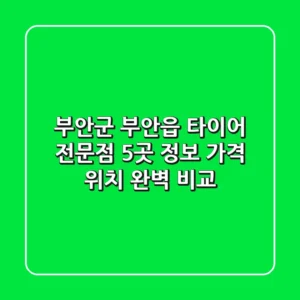 부안군 부안읍 타이어 전문점 5곳 정보: 가격, 위치 완벽 비교