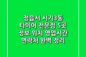 정읍시 시기3동 타이어 전문점 5곳 정보 – 위치, 영업시간, 연락처 완벽 정리